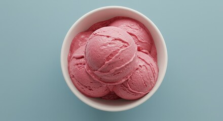 Fototapeta premium pink ice cream in a bowl top view