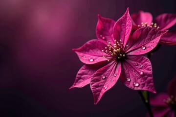 Deep Crimson Bloom with Dewdrop Details A Stunning Close-Up of a Vibrant Flower