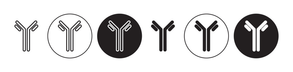Antibody icons set in black filled and stroke line style