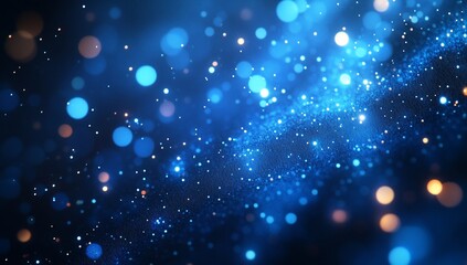 Obraz premium Abstract Blue Sparkle Background: Celestial Lights and Glimmering Dust