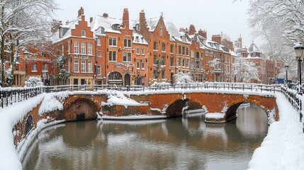 Fototapeta premium Snowy Bruges: A Winter Wonderland in Belgium