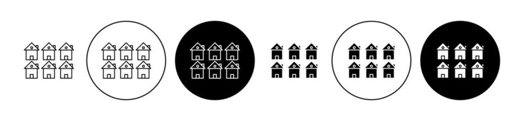 Neighbor icons set in black filled and stroke line style