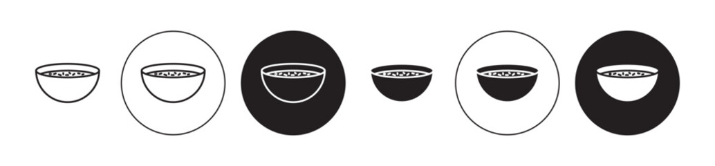 Porridge baby cereal icons set in black filled and stroke line style