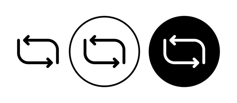 Repeat icons set in black filled and stroke line style