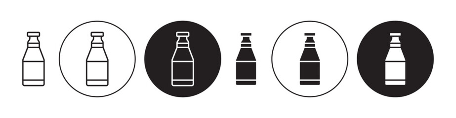 Sauce bottles icons set in black filled and stroke line style
