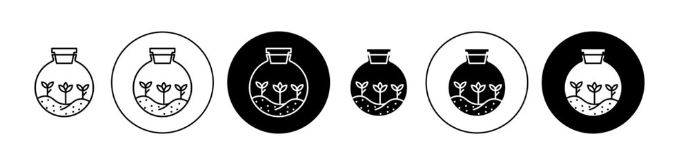 Terrarium icons set in black filled and stroke line style