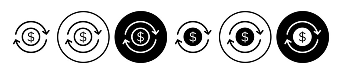 Turnover icons set in black filled and stroke line style