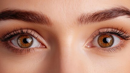 Obraz premium Women leadership concept. Close-up of mesmerizing brown eyes highlighting beauty and emotion.