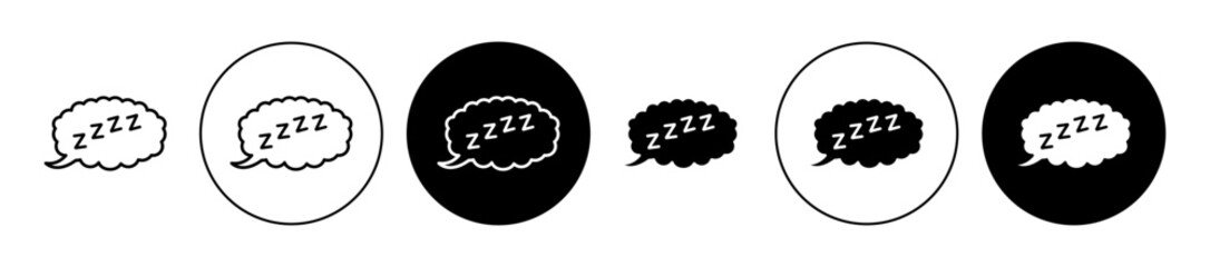 Zzz icons set in black filled and stroke line style