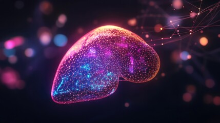 Obraz premium Luminous Liver: A Digital Representation of Human Anatomy