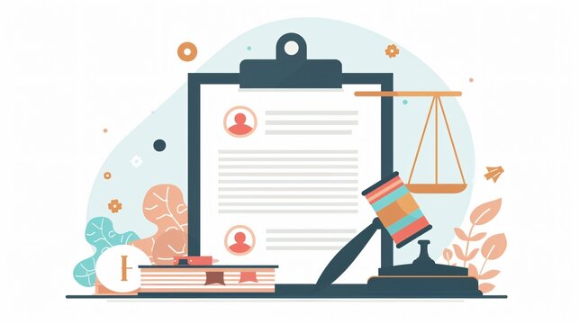 Professional Legal Document Paper Flat Vector Illustration