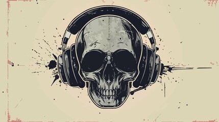 Heavy Metal Music Skull Flat Vector Illustration