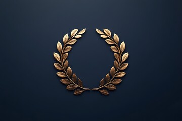 Golden Laurel Wreath on a Navy Blue Background