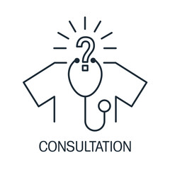  Medical consultation. Ask a question to the doctor.Vector illustration icon isolated on white background.