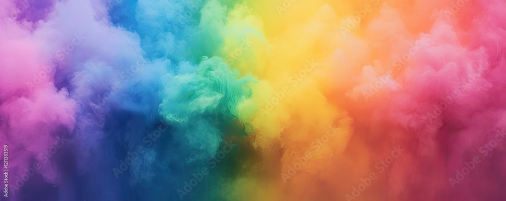 Poster rainbow holi idea. vibrant colorful smoke creates a mesmerizing abstract background effect.