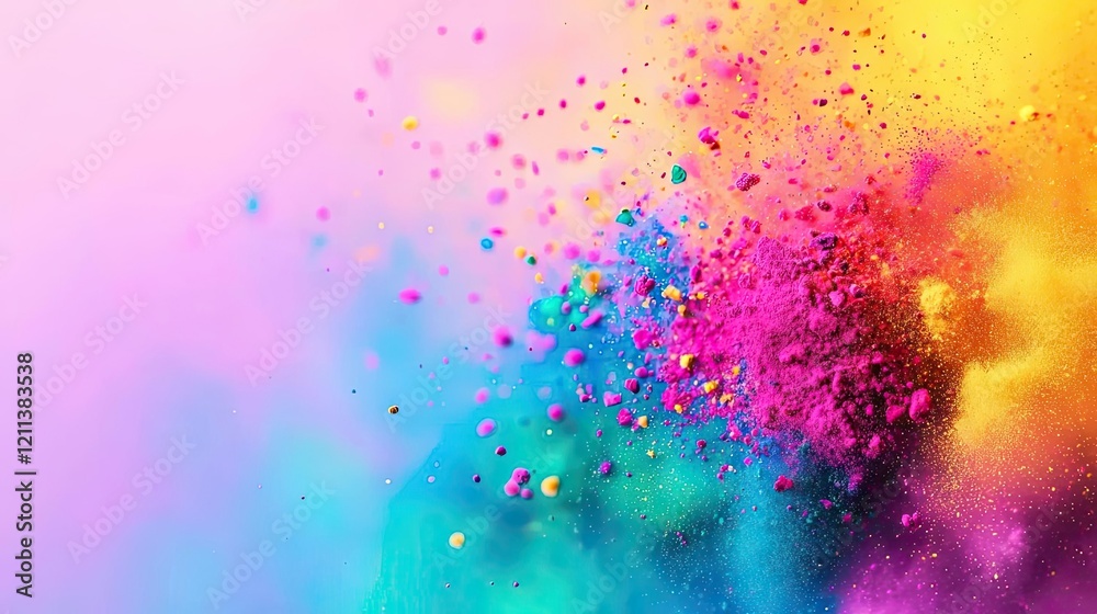 Poster rainbow holi idea. vibrant explosion of colorful powder creating an artistic and energetic backgroun