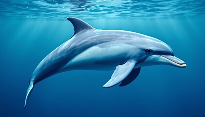 Graceful Dolphin in Azure Waters: An Underwater Portrait