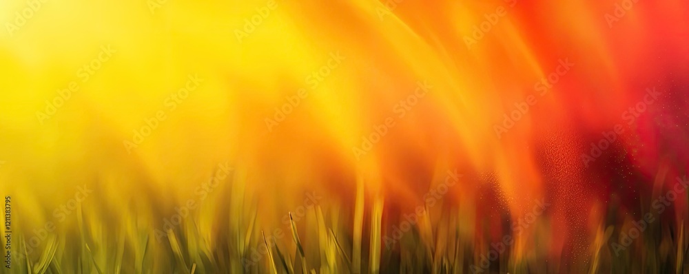 Poster rainbow holi idea. vibrant abstract background showcasing colorful blurred grass and nature elements