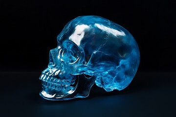 A Translucent Skull with a Visible Brain, Evoking Intrigue