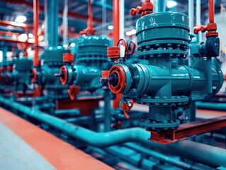 Close-up of industrial piping and valves in a facility.