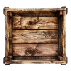 Empty rustic wooden crate top view brown wood texture