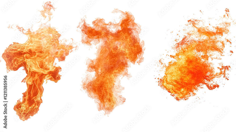 Poster fire flames in various dynamic shapes and forms generative ai
