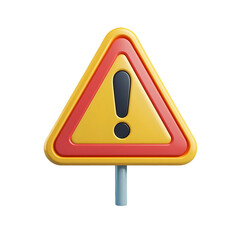 3D Warning Caution icon sign symbol, Error alert safety concept.3d Minimal exclamation mark or attention warning icon. beware, watch out, be careful, Cartoon triangle warning sign, 3d rendering. 