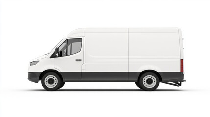 high-resolution commercial white delivery van mockup for advertising and branding with side profile