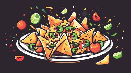 Mexican Nachos Flat Vector Illustration for Hispanic Heritage Celebration