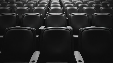 Obraz premium Empty theater seats in rows.