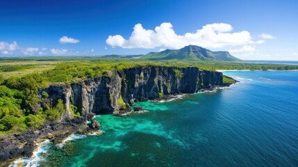 Fototapeta premium Coastal Cliffs and Turquoise Ocean