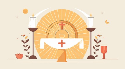 Sacred Holy Host for Catholic Communion Vector Illustration