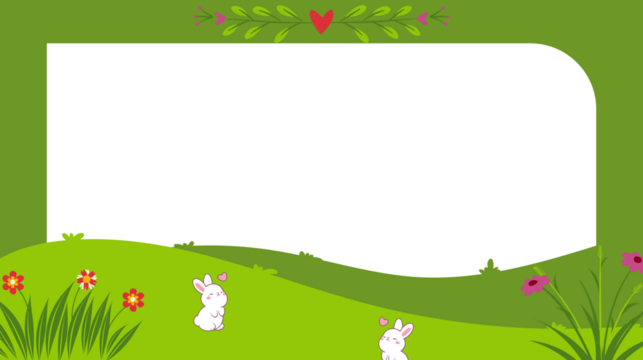 A floral meadow with flowers, grass, and butterflies, surrounded by a green border, perfect for a spring or summer design - Powered by Adobe