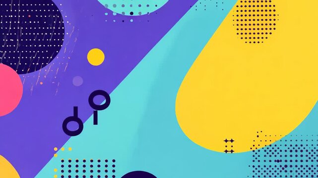 fun pop style colorful geometric shape with line and dot , motion move artistic design, abstract background
