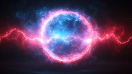 Obraz premium Celestial Orb Surrounded By Energetic Plasma Streams