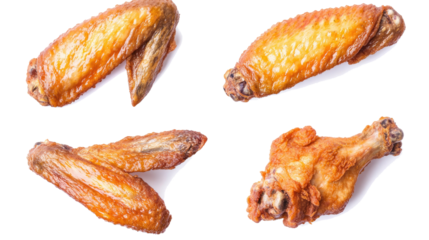 Fried Chicken Wings Collection Isolated Generative AI