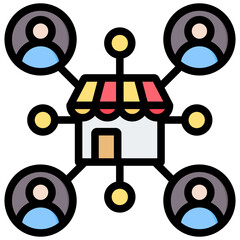 Networking Outline Color Icon