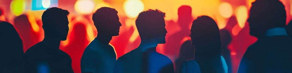 Crowd talking. Group of people talking. Communication between people. Colored profile silhouette. Speech bubble, Generative AI