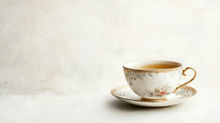 Elegant tea cup with a saucer, isolated on a white background, showcasing the beauty of simplicity.