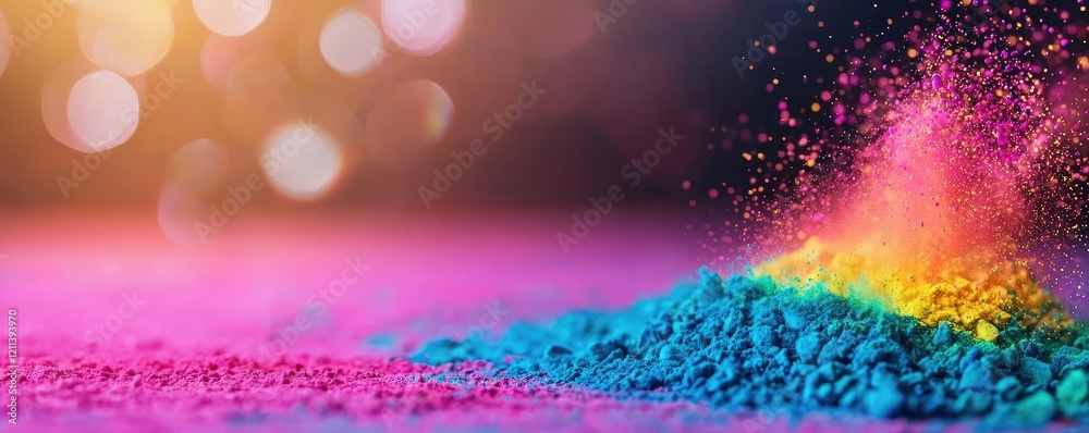 Poster rainbow holi idea. vibrant colored powders create an artistic and festive atmosphere with bright hue