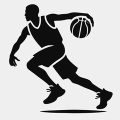 Basketball Player Silhouette in black on a white background