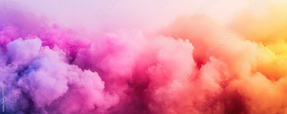 Poster rainbow holi idea. colorful clouds create a vibrant and dreamy atmosphere in the sky.