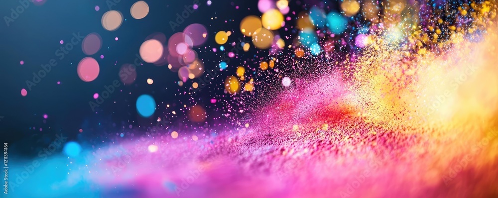 Poster Rainbow holi idea. Vibrant and colorful explosion of dust and particles creating a lively visual effect.