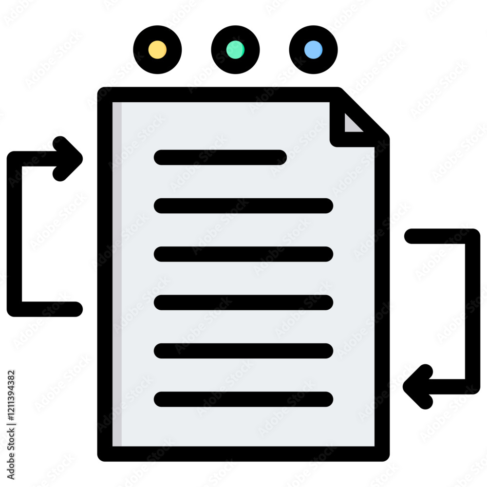 Poster data processing outline color icon