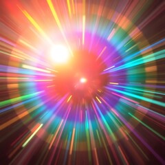 Fototapeta premium bright lens flare, light streaks, vibrant colors, abstract light trails, motion blur, radial streaks, dynamic movement, commercial quality.jpg