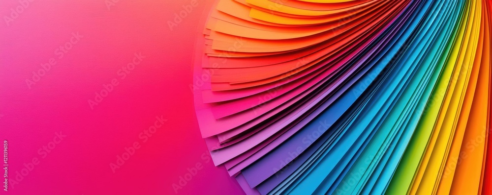 Poster rainbow holi idea. vibrant colorful paper sheets create a stunning abstract background for creativit