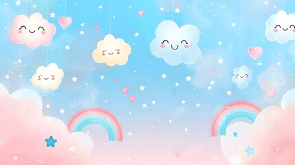 Cheerful wallpaper with adorable animals and pastel tones for a cute aesthetic  .