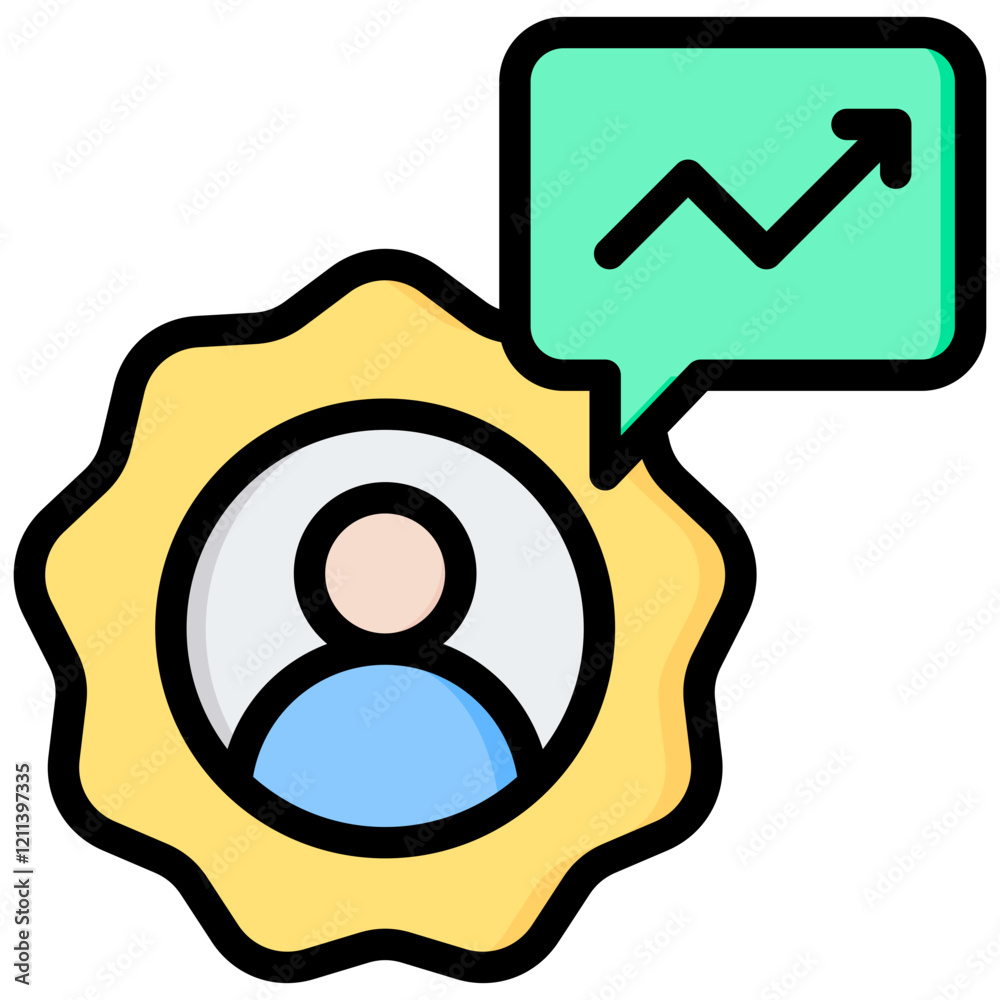 Poster performance management consulting outline color icon