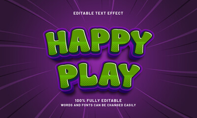 happy play editable text effect with a kids and game theme
