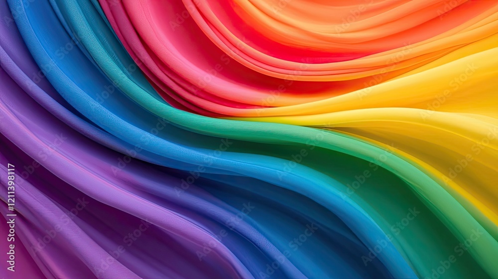 Poster rainbow holi idea. colorful fabric waves create a vibrant flow of colors in a seamless blend.